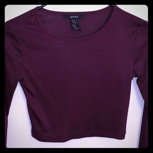 Burgundy Long Sleeve Crop Top